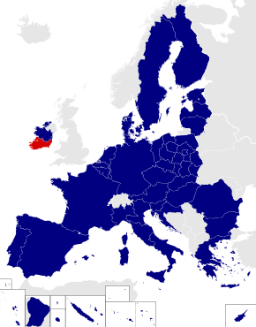 Map of the European Parliament constituencies with South highlighted in red