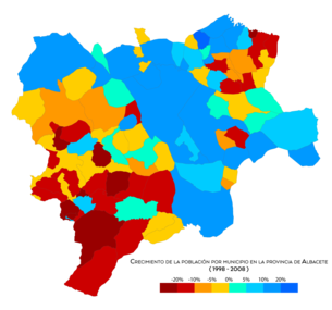 Crecimiento de la población por municipio entre 1998 y 2008