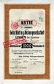 Aktie über 1000 Mark der Gebr. Körting AG vom 21. September 1903