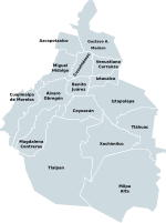 Map of Mexico City boroughs