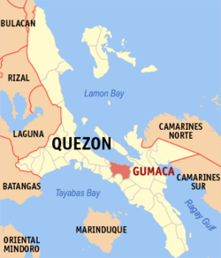 Peta Quezon dengan Gumaca dipaparkan