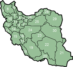 wilyah-wewengkon Iran miturut nomer-nomer ing sisih kiri