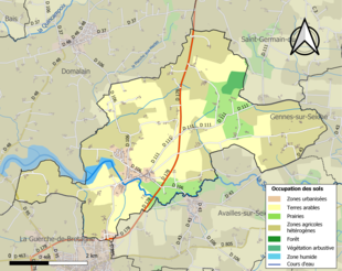 Carte en couleurs présentant l'occupation des sols.