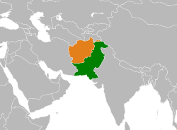 Map indicating locations of Pakistan and Afghanistan