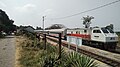 Kereta api Penataran Dhoho sedang berhenti di Stasiun Sukorejo