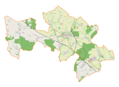 Mapa konturowa gminy Toszek, w centrum znajduje się punkt z opisem „Toszek”