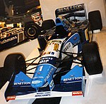 Photo de la nouvelle Benetton B195 exposée au 1996 Autosport International Show.