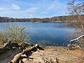 Blick von der Insel „Großer Werder“ des Liepnitzsees auf die Badeanstalt