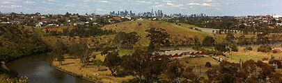 View of northern part of site from Avondale Heights. Melbourne CBD can be seen in the distance