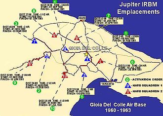 Sites where PGM-19 Jupiter missiles were deployed between 1960 and 1963