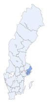 Stockholms läns läge i Sverige.