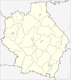 Mapa konturowa obwodu tambowskiego, blisko centrum na prawo u góry znajduje się punkt z opisem „Gagarino 2-je”