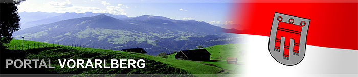 Panoramabild aus Doren im Bregenzerwald und Landesflagge