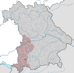 Läget för Kaufbeuren i Schwaben