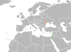 Map indicating locations of Israel and Moldova