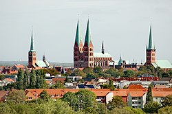 Lübeck's skyline, dominated by the towers of its main churches