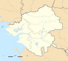 Mapa konturowa Loary Atlantyckiej, na dole znajduje się punkt z opisem „Saint-Mars-de-Coutais”