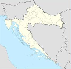 Mapa konturowa Chorwacji, na dole po prawej znajduje się punkt z opisem „Cavtat”