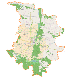 Mapa konturowa gminy Góra, u góry znajduje się punkt z opisem „Pałac w Witoszycach”