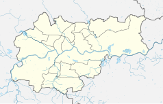 Mapa konturowa Krakowa, po lewej nieco na dole znajduje się punkt z opisem „Koło Geografów Uniwersytetu Jagiellońskiego im. Ludomira Sawickiego”