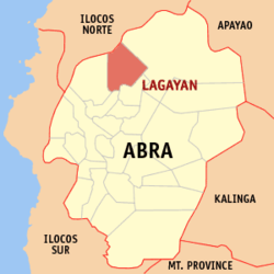 Mapa ng Abra na ipinapakita ang lokasyon ng Lagayan.