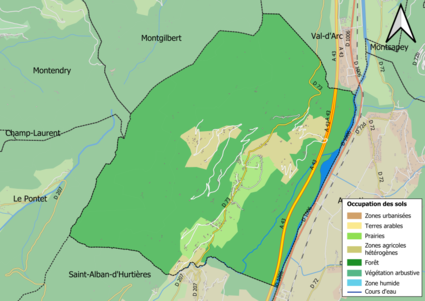 Carte en couleurs présentant l'occupation des sols.