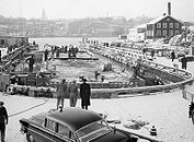 Sänktunneln för tunnelbanans röda linje på Beckholmen 1959.