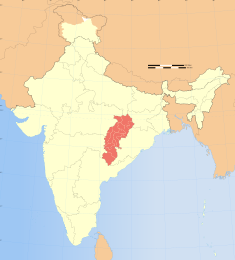 Map indicating the location of Chhattisgarh