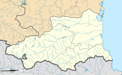 Mapa konturowa Pirenejów Wschodnich, w centrum znajduje się punkt z opisem „Bélesta”