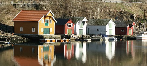 Sjöbodar på Bildøy i Norge.