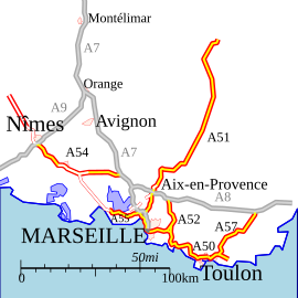 Autoroutes A50-A59.