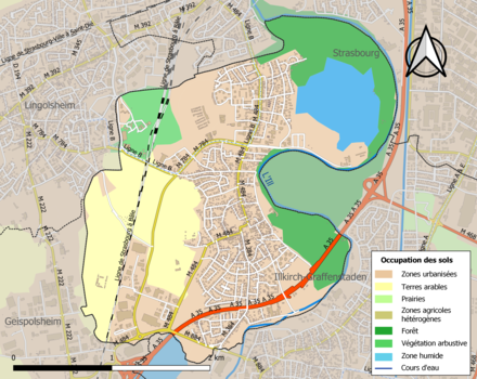 Carte en couleurs présentant l'occupation des sols.