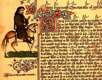 Porträt Chaucers als Pilger im Ellesmere-Manuskript (um 1410) der Canterbury Tales