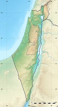 Mapa konturowa Izraela, w centrum znajduje się punkt z opisem „Jerozolima”