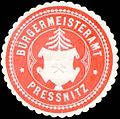 Siegelmarke „Bürgermeisteramt Preßnitz“, rot (ca. 1850–1923)