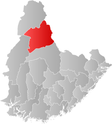 Lage der Kommune in der Provinz Agder