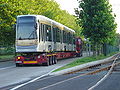 Remorque de livraison d'un tramway.