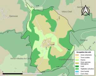 Carte en couleurs présentant l'occupation des sols.