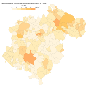 Densidad de población por municipio (2018)