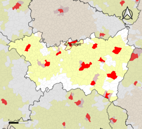 Localisation de l'aire d'attraction de Charmes dans le département des Vosges.