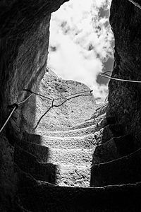 Stairs from the cave to Château de Gavaudun, Lot-et-Garonne