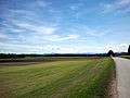 Blick von Tacherting auf die Chiemgauer Alpen