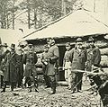 Union General George Gordon Meade (center) and staff. This photo is approximately two months before General John Sedgewick (2nd from right in rounded hat) was killed at the Battle of Spotsylvania on May 9, 1864.