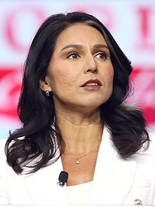 Gabbard speaking at an event in Detroit, Michigan