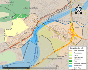 Carte en couleurs présentant l'occupation des sols.