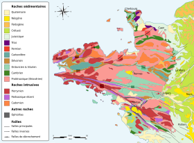 Carte géologique du Massif armoricain.