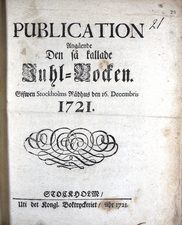 Stockholms myndigheter förbjuder julbockar, 1720.