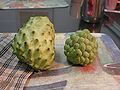 Sugar apple (right), with Taiwanese "pineapple shijia" (atemoya) (left)