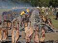 Barbeku disediakan di Patagonia, Argentina