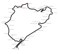 Nürburgring Nordschleife (inclusief chicane voor de pit), gebruikt voor de Formule 1 1967-1976